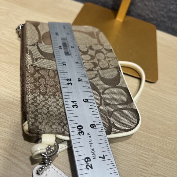 Coach Monogram Wristlet Mini Bag Brown - Picture 13 of 14